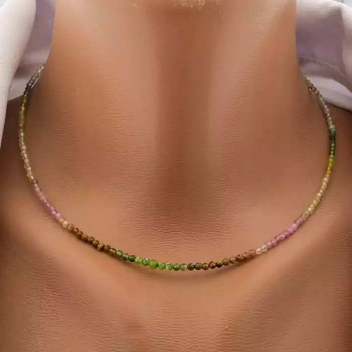 🏷️️ Підвіска з самоцвітами грань (40 см, різнокольорова, позолота) ss_104764