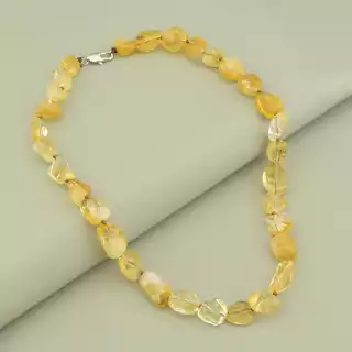 Намисто цитрін (45 см, з карабіном, сталь, 17х10 мм, жовтий, срібний)