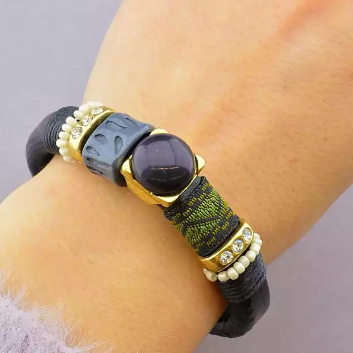 🏷️️ Браслет з магнітною застібкою Агат 17 см ss_10227