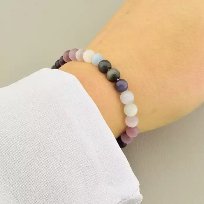 🏷️️ Браслет на резинці Лава, Котяче око 17 см F-105882