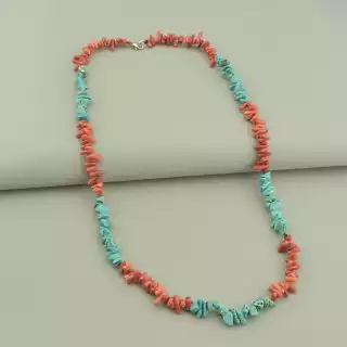 Намисто Бірюза, Корал 58 см.