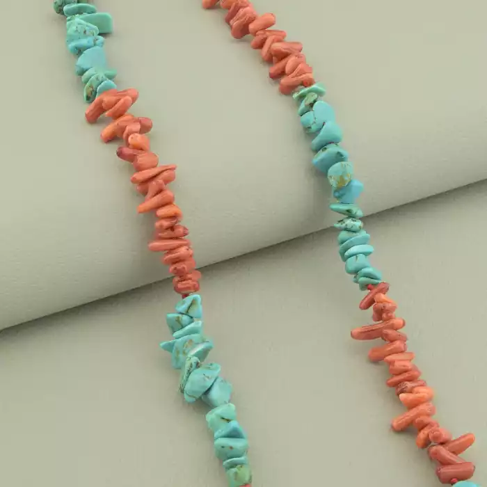 🏷️️ Намисто Бірюза, Корал 58 см. ss_98382