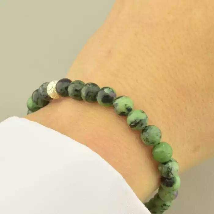 🏷️️ Браслет резинка Цоїзит 18 см. (срібло 925 проба) ss_99082