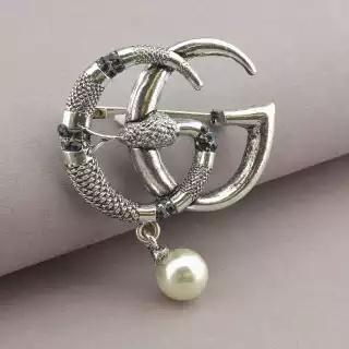 Брошка змія шпилька Сrystal 50х40 мм