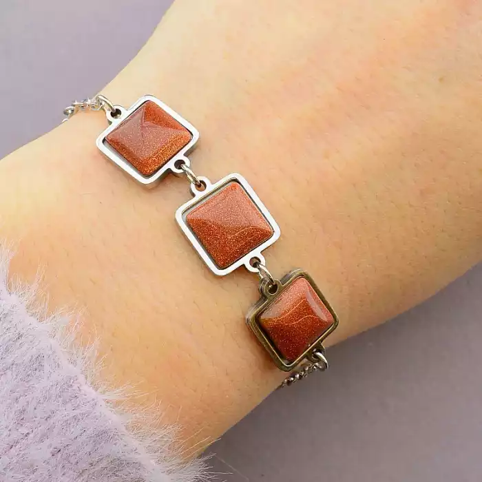 🏷️️ Браслет з карабіном Авантюрин 19 см ss_50483