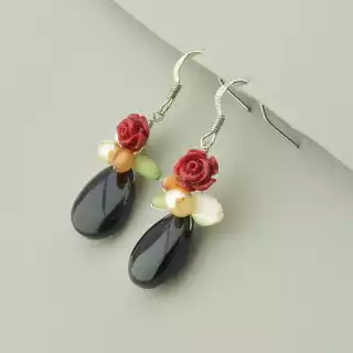 Сережки петельки Hand Made Агат