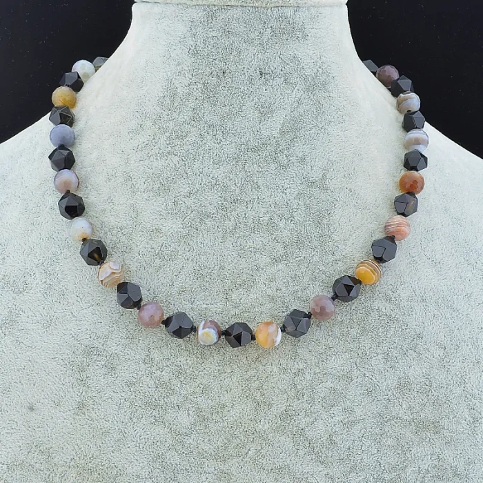 🏷️️ Намисто Агат сталь 45 см. ss_86530