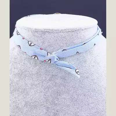 🏷️️ Чокер (браслет на руку без застібки) блакитний з принтом Flora Secret тканина 42 см F-41794