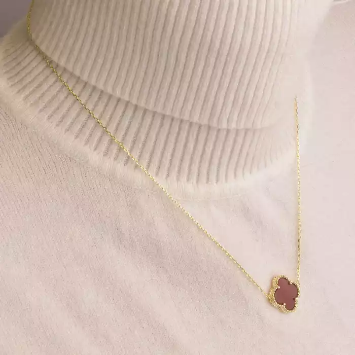 🏷️️ Підвіска чотирилисник конюшина Saiya Сердолік 40 см (позолота 18к лимонна) ss_95585