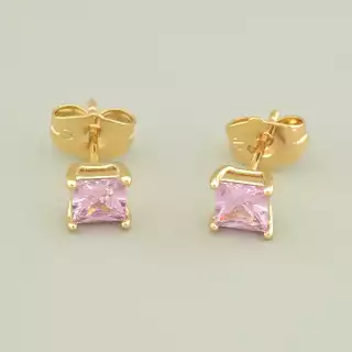 Сережки квадратні пусети Xuping Фіаніт (позолота 18к)