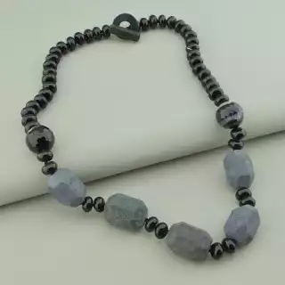 Намисто Агат, Шунгіт 57 см