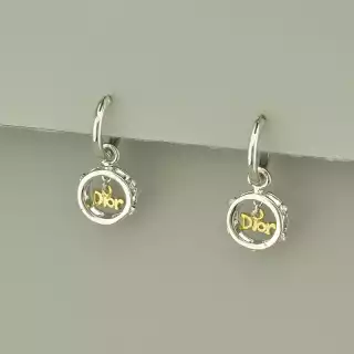 Сережки на англійській застібці Dior Фіаніт (родій)