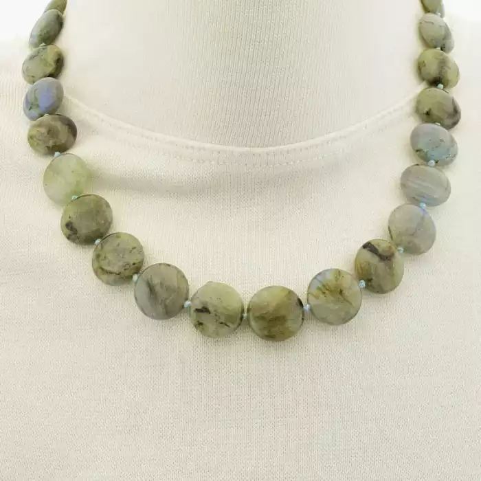 🏷️️ Намисто з лабрадором сіре, 45 см ss_104565