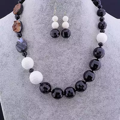 🏷️️ Намисто + Сережки Агат 70 см F-79972