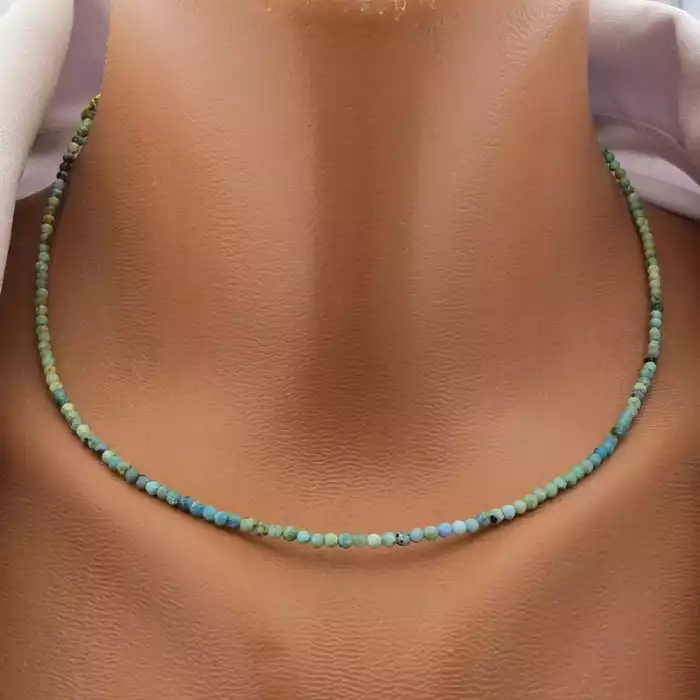 🏷️️ Підвіска з хризоколою грань (42 см, зелена, позолота 18к, лимонна) ss_104765