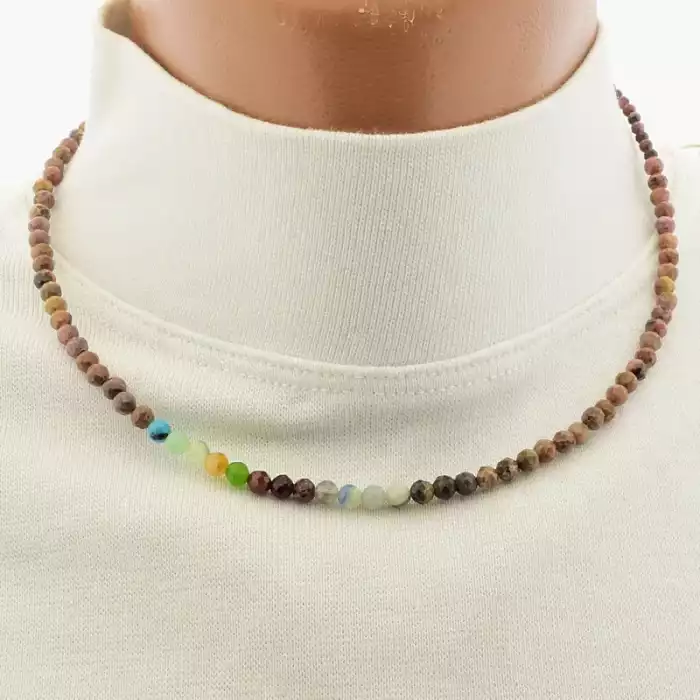 🏷️️ Підвіска Самоцвіти Срібло 925 (42 см, карабін, грань, різнокольоровий, срібний) ss_104965