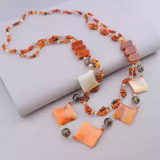 Намисто Сердолік, Чеський кришталь 90 см