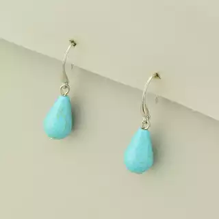 Сережки з підвіскою петля Бірюза (родій)