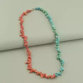 Намисто Бірюза, Корал 45 см.