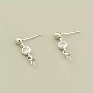 Швензи пара пусети Фіаніт 15х4мм. (родій)