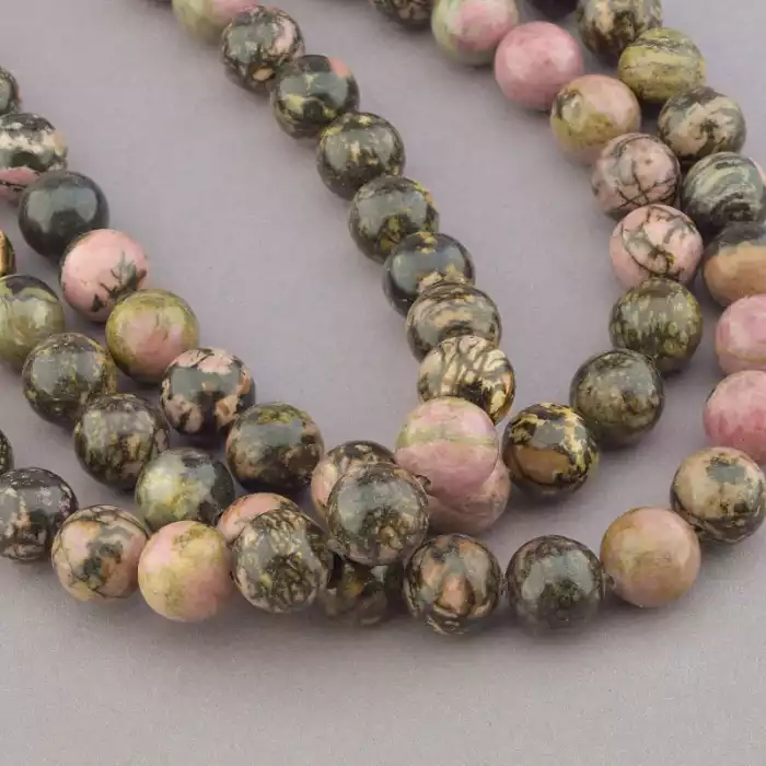 🏷️️ Намистини Родонит 39 см 12 мм (натуральне каміння, без застібки) ss_72900