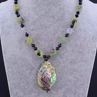 Намисто Галіотіс, Чеський кришталь, Пренит 45 см