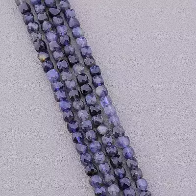 🏷️️ Намистини Іоліт 39 см на нитці (натуральне каміння, без застібки) грановані квадратні F-83804