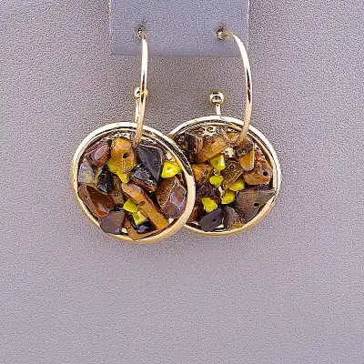 🏷️️ Сережки пусети Stainless Steel Тигрове око F-85627