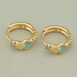 Сережки кільця ромбики Xuping Фіаніт (позолота 18к)