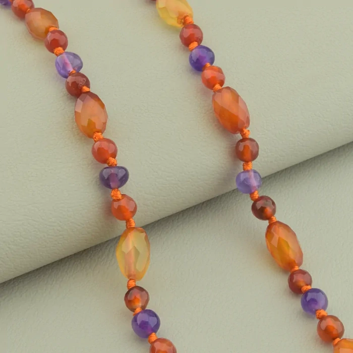 🏷️️ Намисто Сердолік, Аметист 67 см. ss_101668