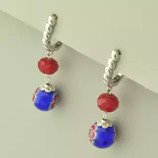 Сережки з англійським замком Лемпворк (скло, родій)