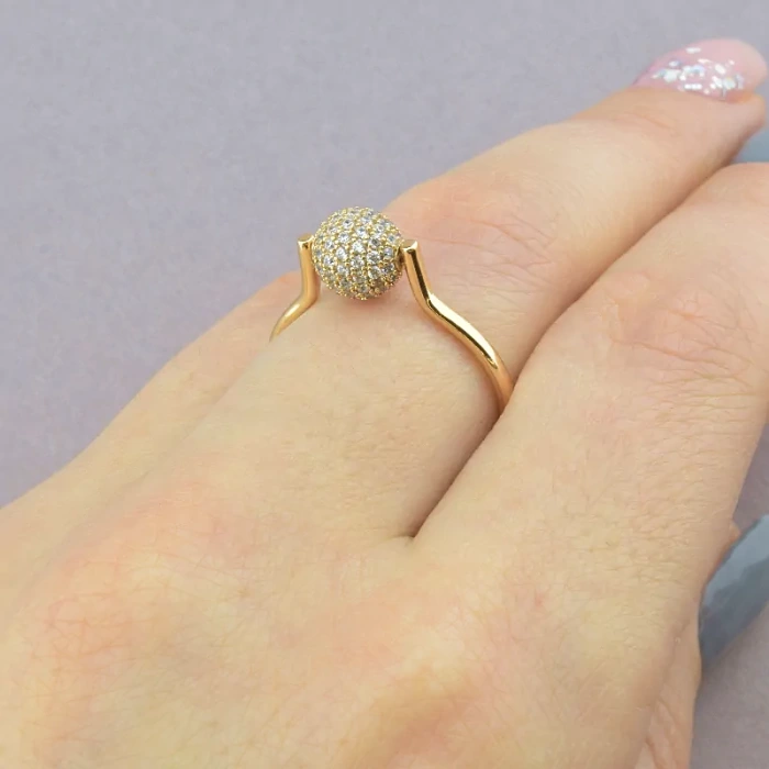 🏷️️ Каблучка Xuping Фіаніт (позолота 18к, кулька крутиться) ss_88797