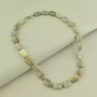 Намисто з лабрадором сіре, 49 см