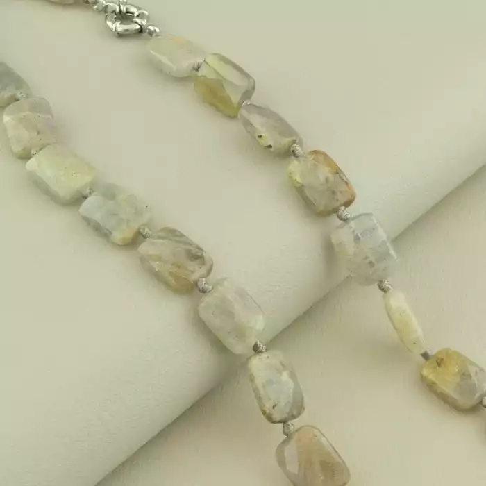 🏷️️ Намисто з лабрадором сіре, 49 см ss_104566