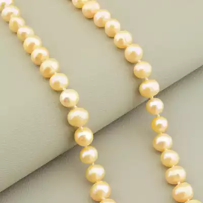 🏷️️ Намисто з перлин (47 см, карабін, персиковий, срібний, сталь, А+) F-105067