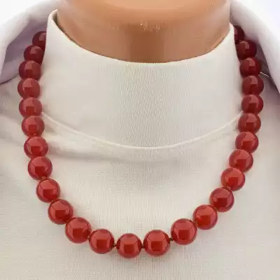 🏷️️ Намисто сердолік (45 см, з карабіном, сталь, 12,5 мм, кулька, коричневий, срібний) F-105379