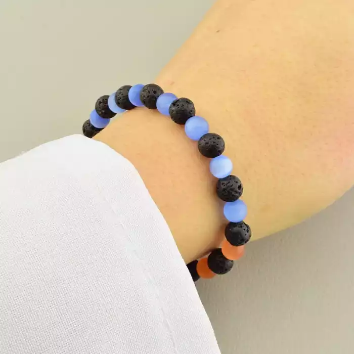 🏷️️ Браслет на резинці Лава, Котяче око 17 см F-105884