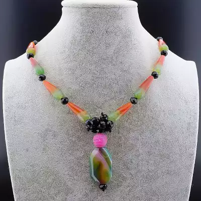 🏷️️ Намисто Агат, Чеський кришталь 50 см F-81518