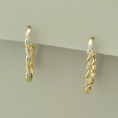 🏷️️ Сережки кільця Xuping Фіаніт (позолота-родій) F-100017