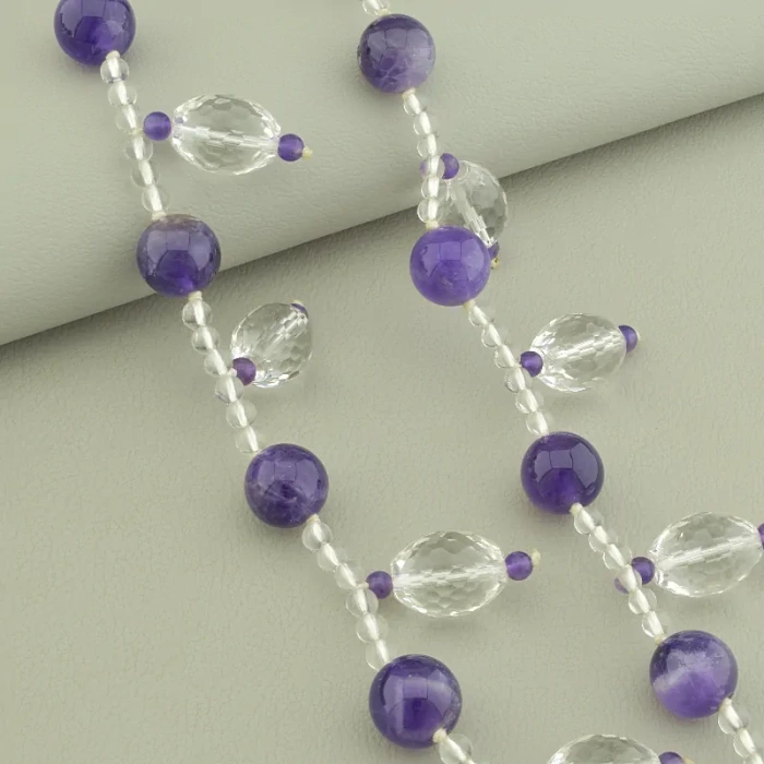 🏷️️ Намисто Аметист, Гірський кришталь 130 см. ss_100121