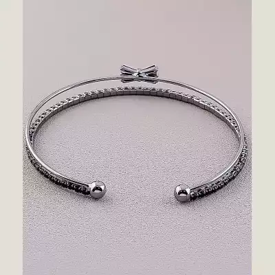 🏷️️ Браслет без застібки Saiya Фіаніт 18 см (Хром) F-73688