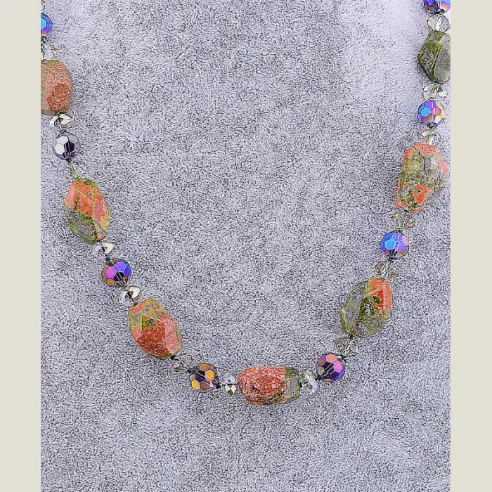 🏷️️ Намисто Яшма, Чеський кришталь 90 см ss_65120