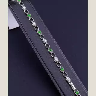 Браслет з карабіном Xuping Фіаніт 17 см (родій)