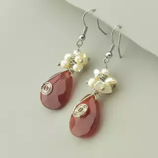 Сережки пусети Hand Made Сердолік