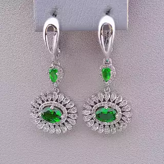 Сережки з англійським замком FJ Фіаніт (родій)