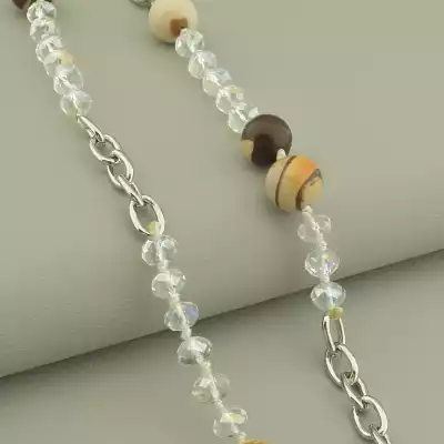 🏷️️ Намисто Яшма, Чеський кришталь 72 см. F-101769