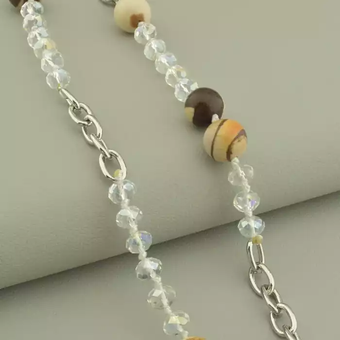 🏷️️ Намисто Яшма, Чеський кришталь 72 см. ss_101769