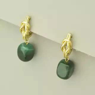 Сережки англійський замок Агат (позолота 18к лимонна)