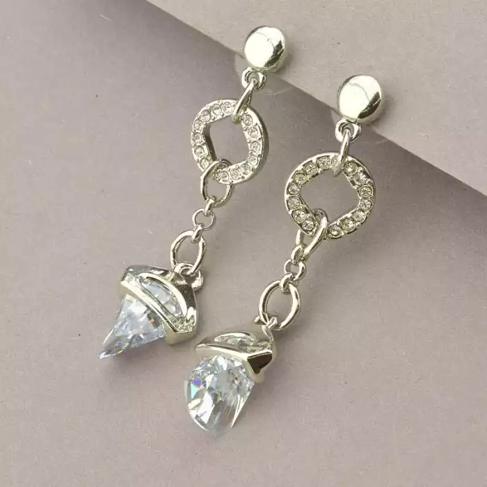 🏷️️ Набір Підвіска + Каблучка + Сережки Winniana Фіаніт 51 см. (родій) ss_87645