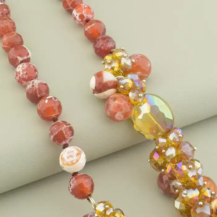 🏷️️ Намисто Агат, Чеський кришталь 49 см. ss_103823